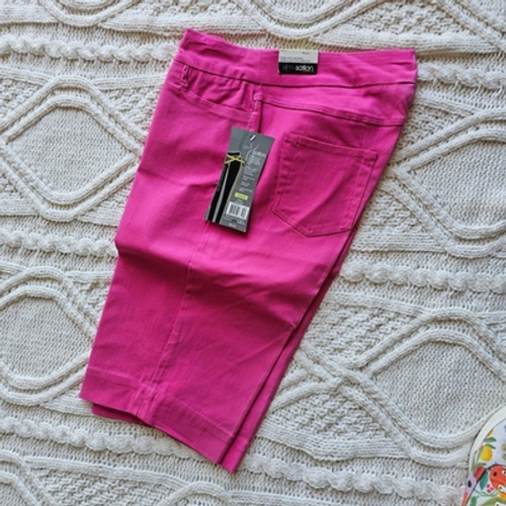 NWT Slim-Sation Multiples‎ Women Pull On Tummy Control Walking Shorts 14" Pink 4